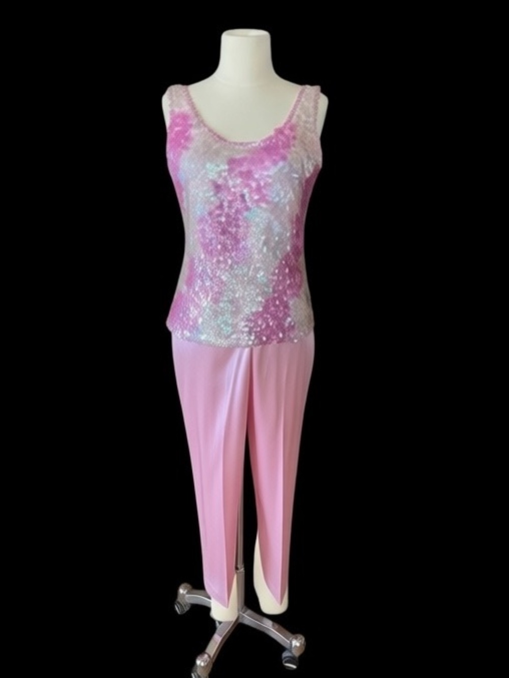 Vintage Made in Hong Kong Ornate, Wool Tank & Pants